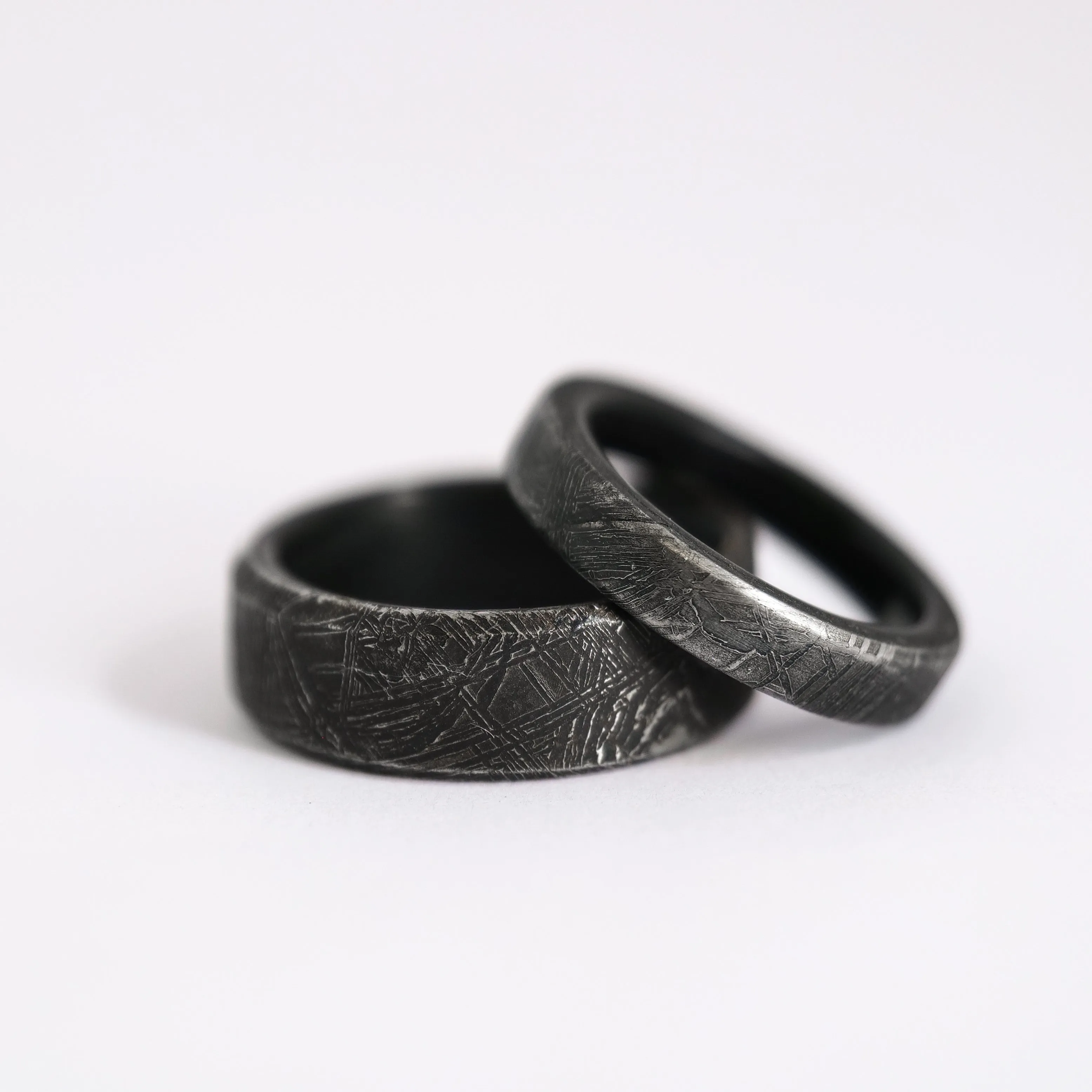 Matching Meteorite Wedding Bands