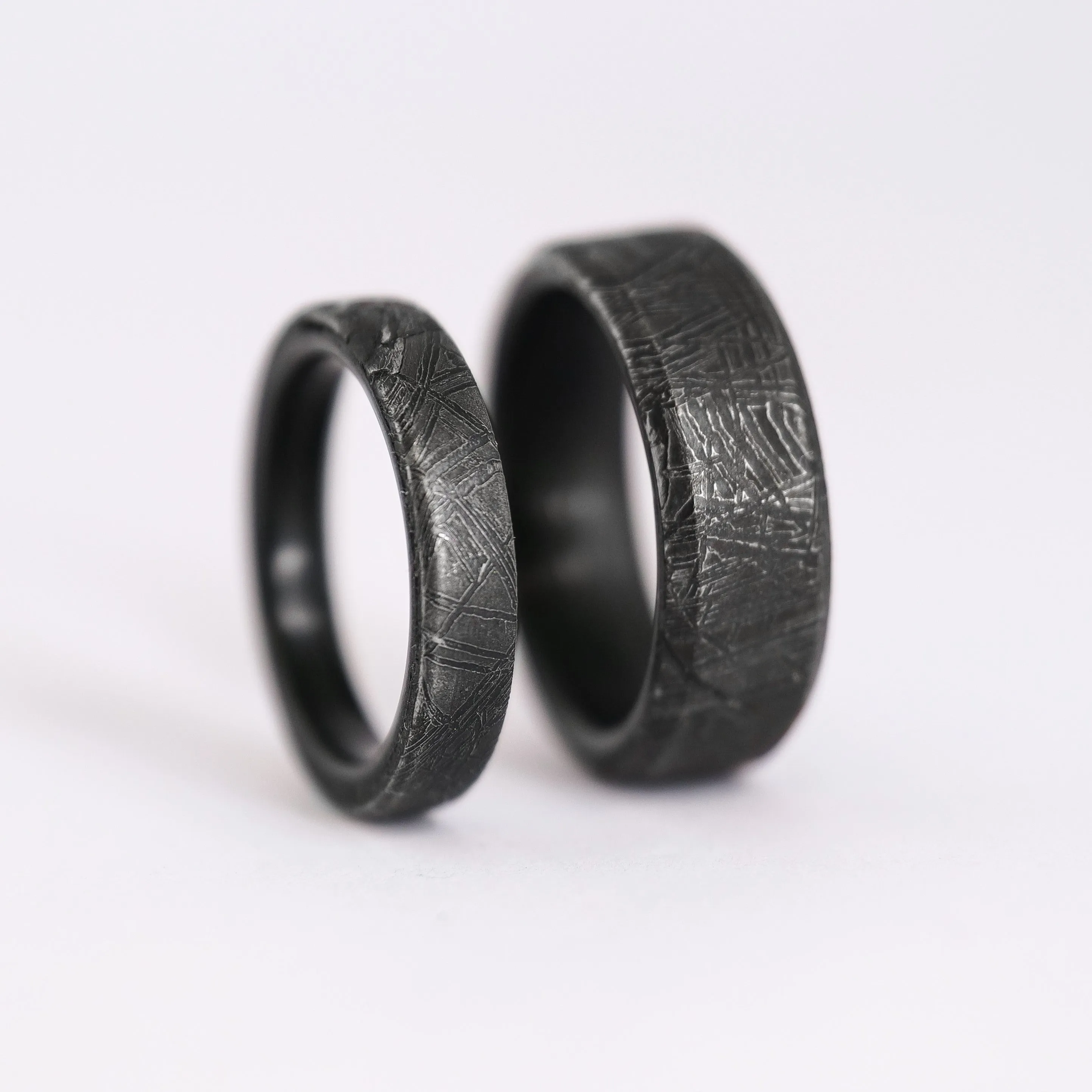 Matching Meteorite Wedding Bands