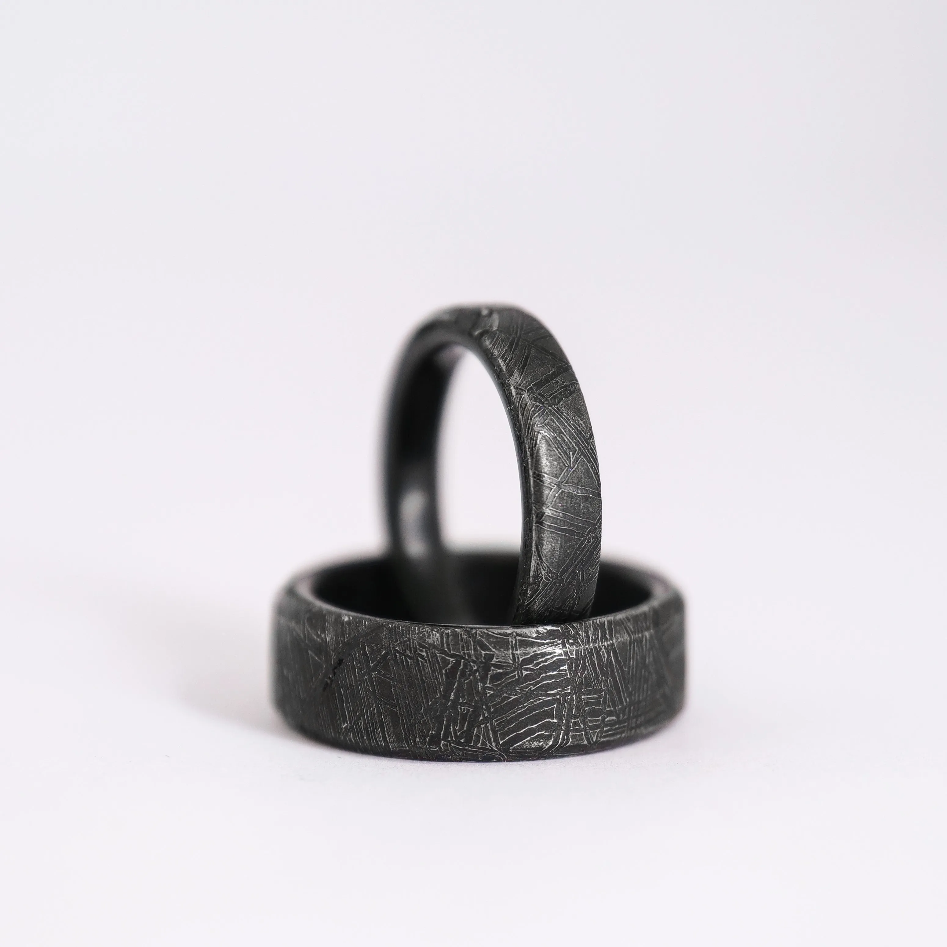 Matching Meteorite Wedding Bands