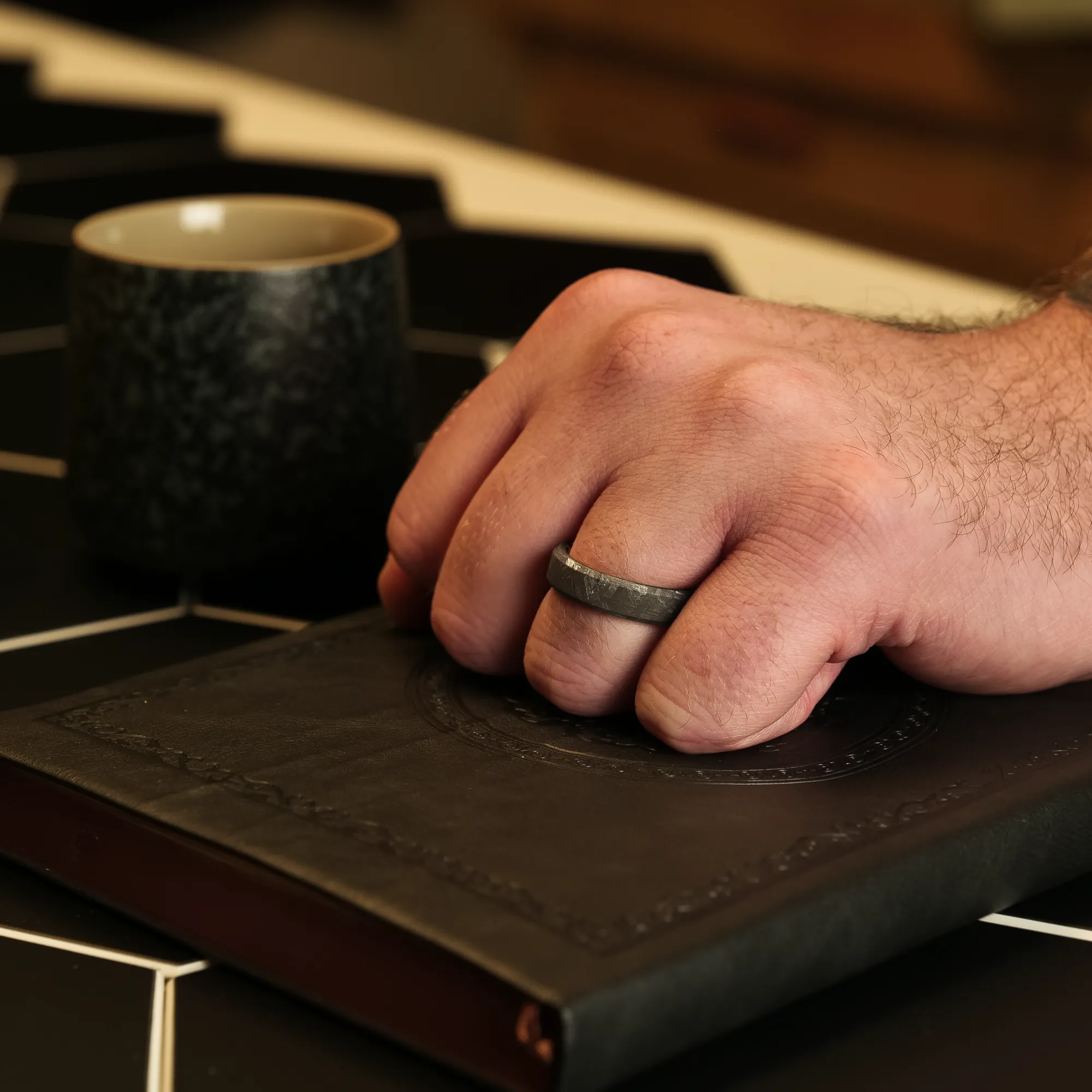 Matching Meteorite Wedding Bands