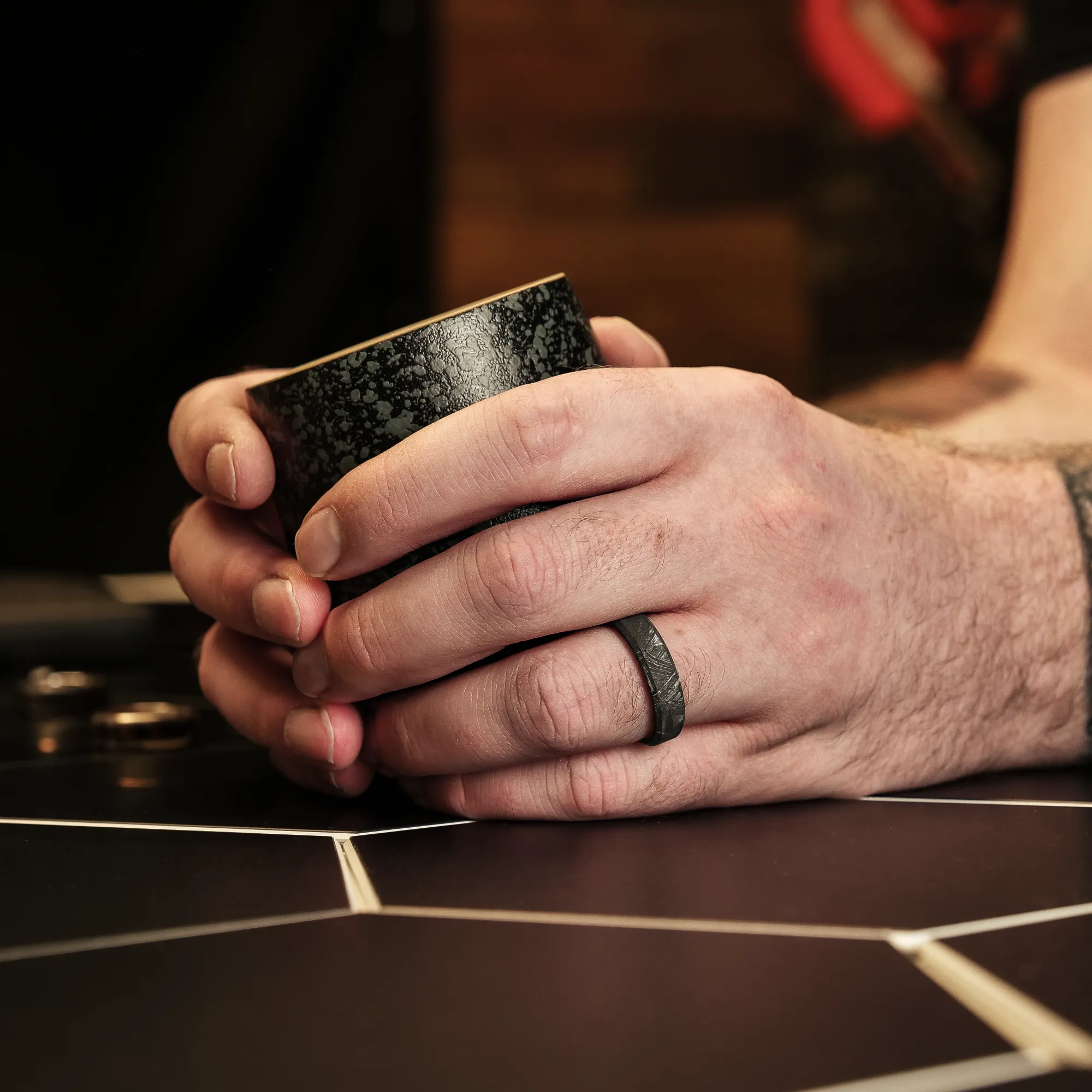 Matching Meteorite Wedding Bands