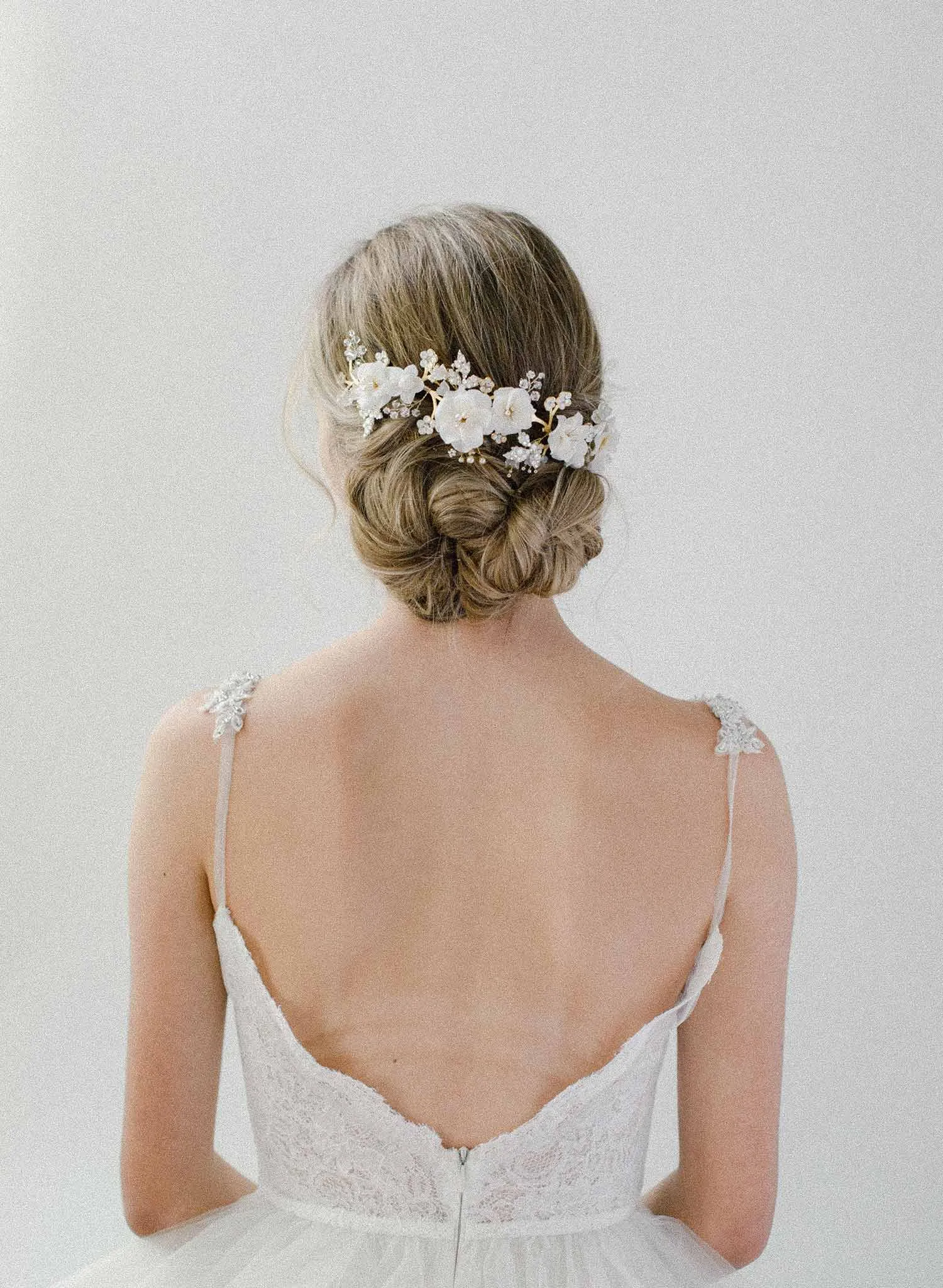 Milk white flower and opal headpiece - Style #2018