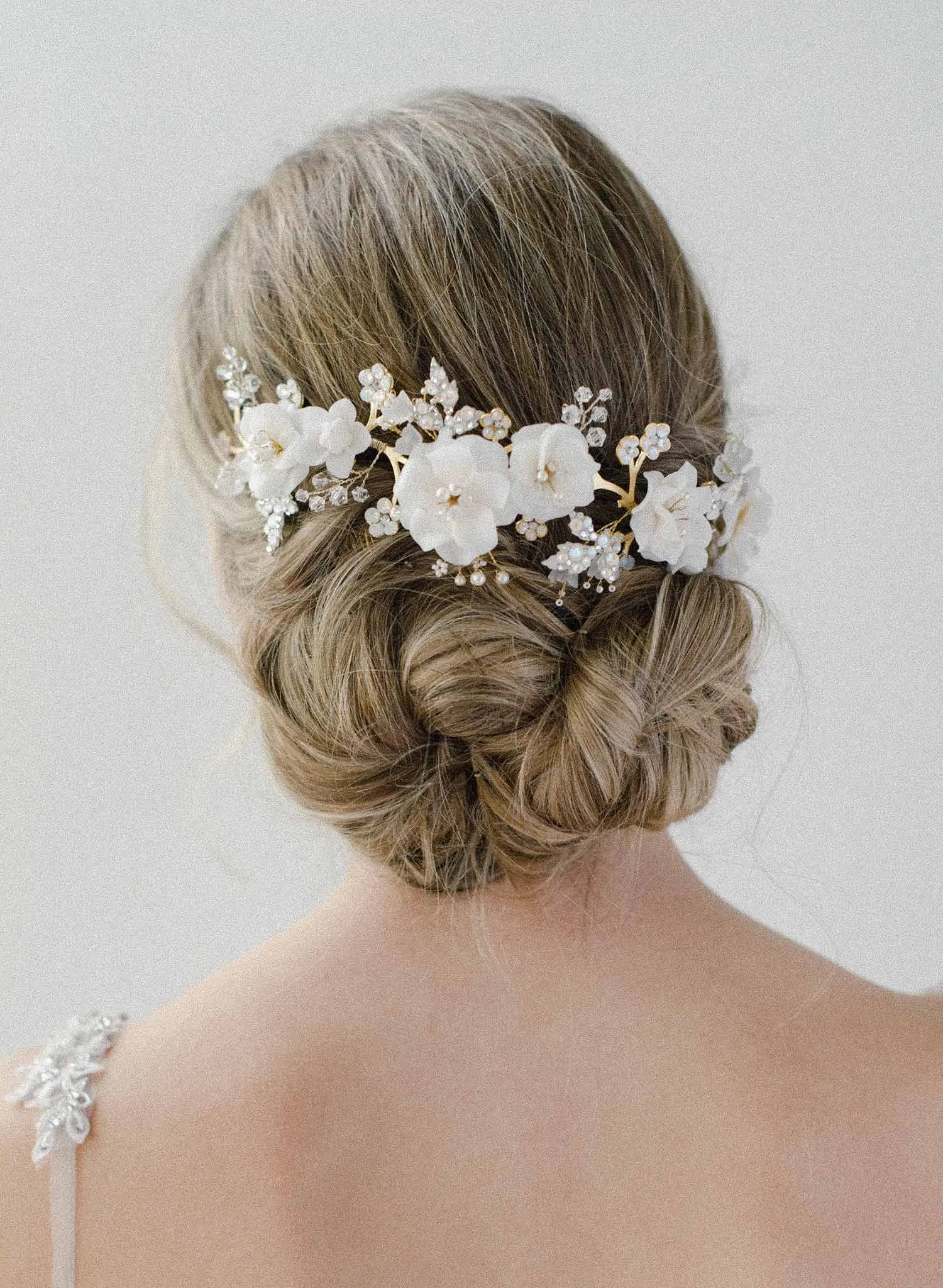Milk white flower and opal headpiece - Style #2018