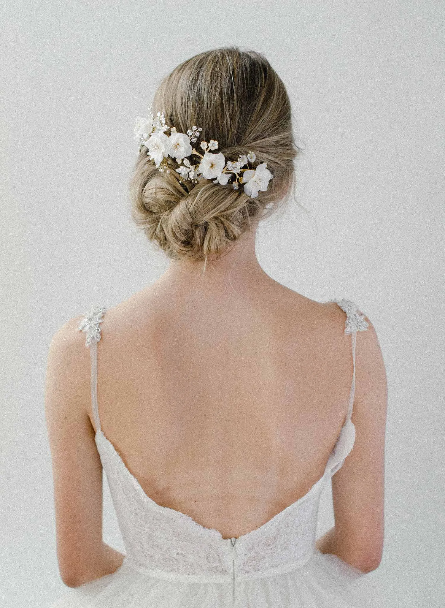 Milk white flower and opal headpiece - Style #2018