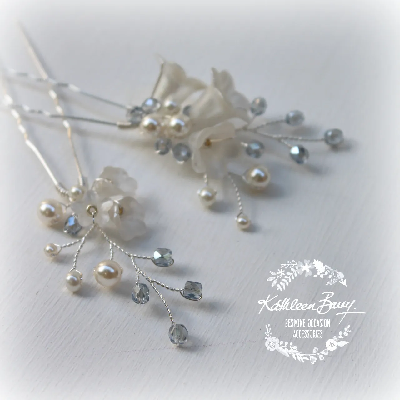 Monica pale blue hair pins mix and match - 3 styles - Rose gold, Gold or silver (sold individually)