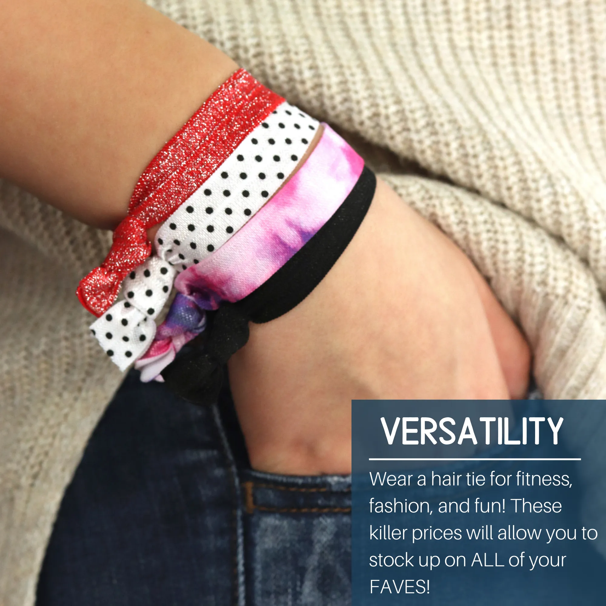 Neon Orange Ribbon Hair Ties - 10