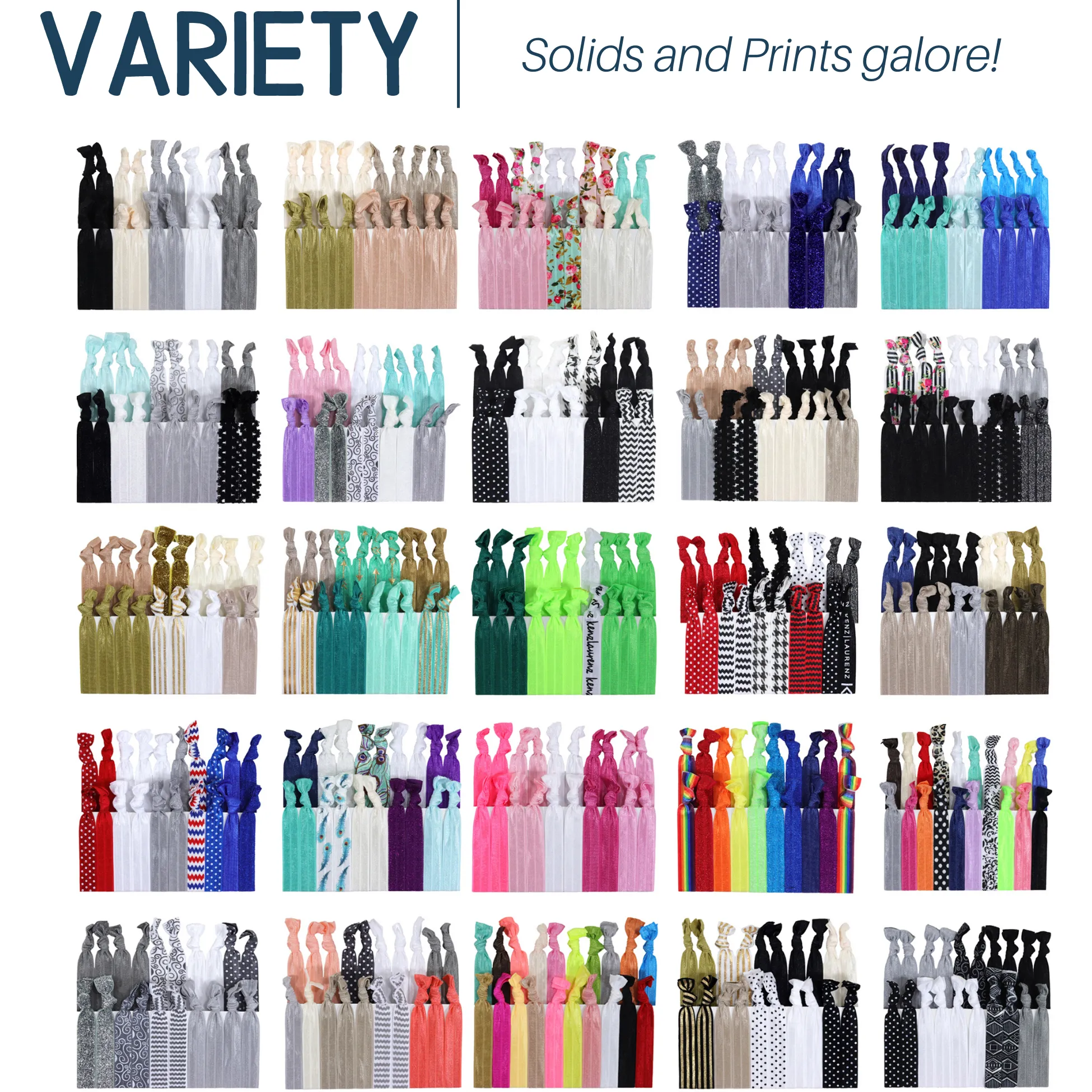 Neon Orange Ribbon Hair Ties - 10