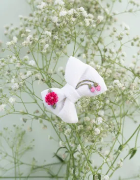 Newborn Mini Bow White | Hand Embroidered