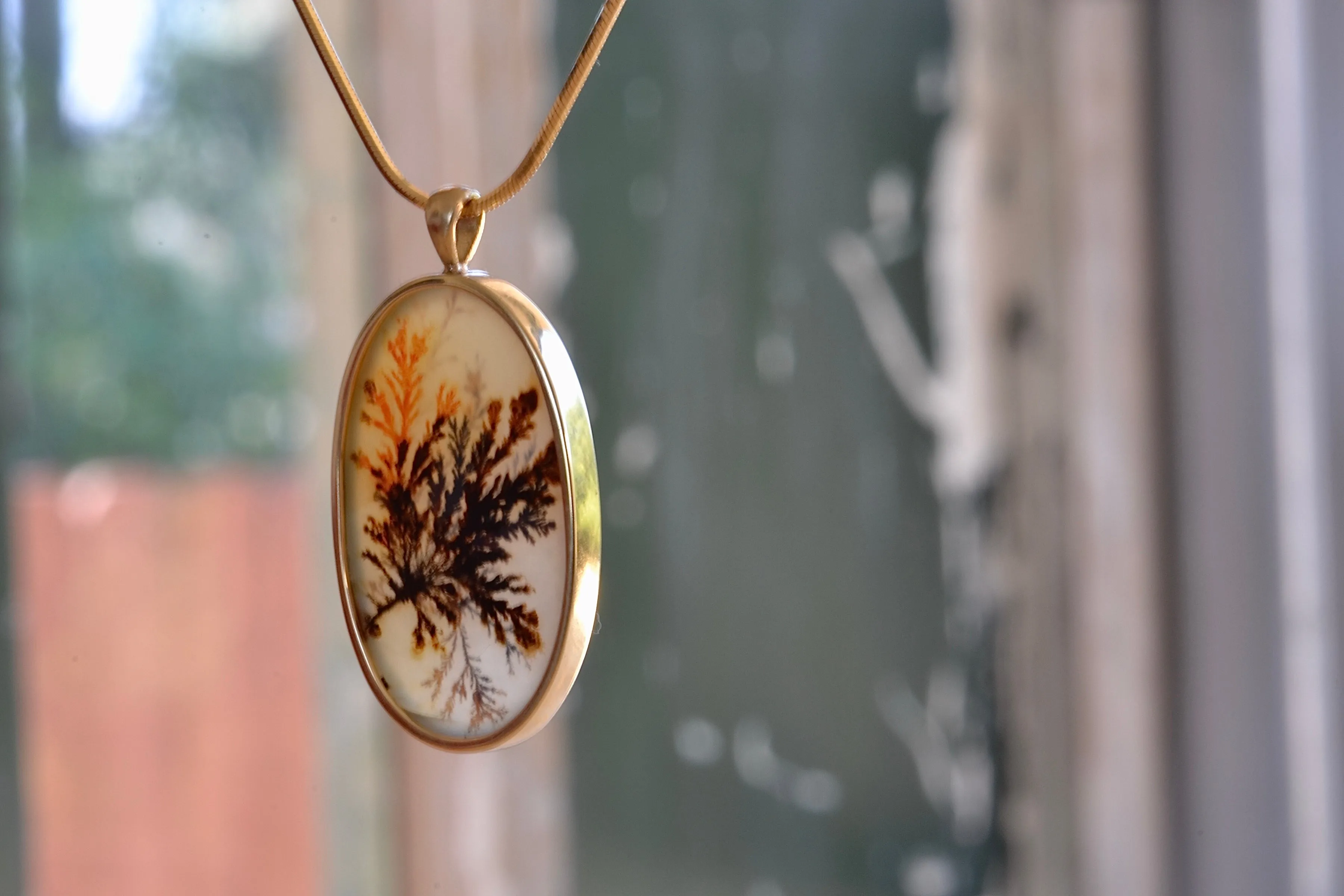 OK Oval Dendritic Agate Pendant