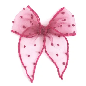 Party Girl Bow - Mulberry Sheer Dot