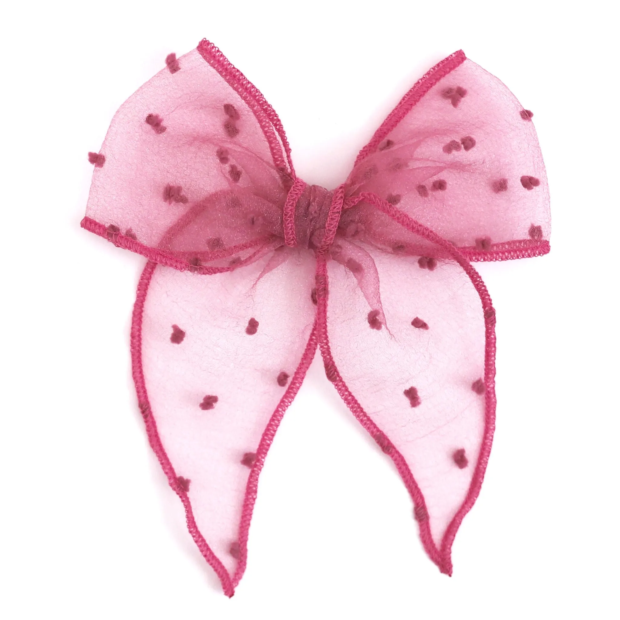 Party Girl Bow - Mulberry Sheer Dot
