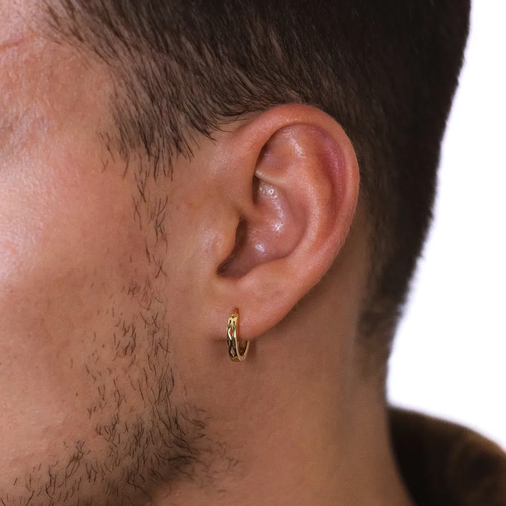 Patterned Gold Hoop Earrings