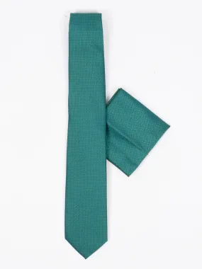 Pierre Cavelli Tie w Pocket Square Green Self Weaved PCTPS005