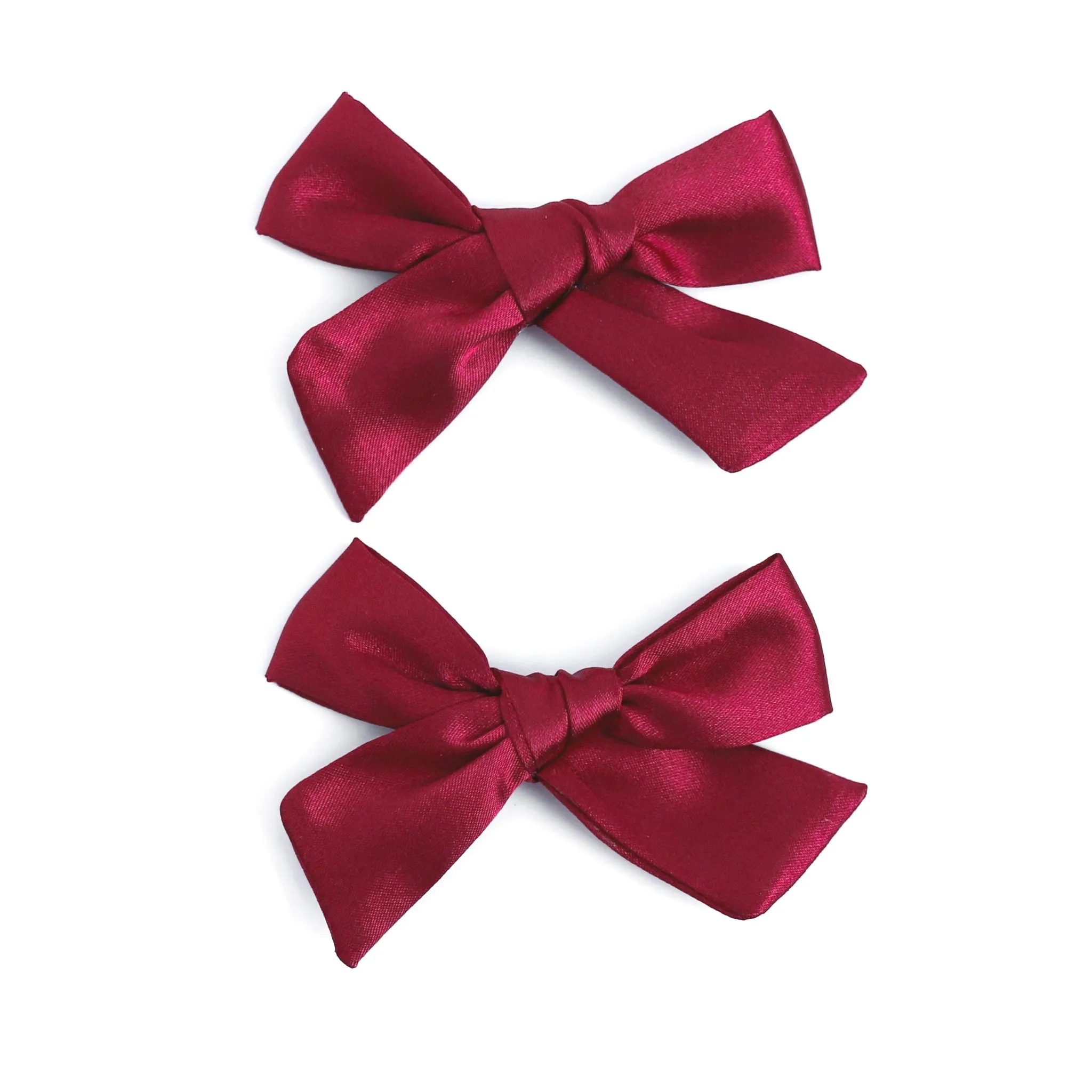 Pigtail Bows - Crimson Satin