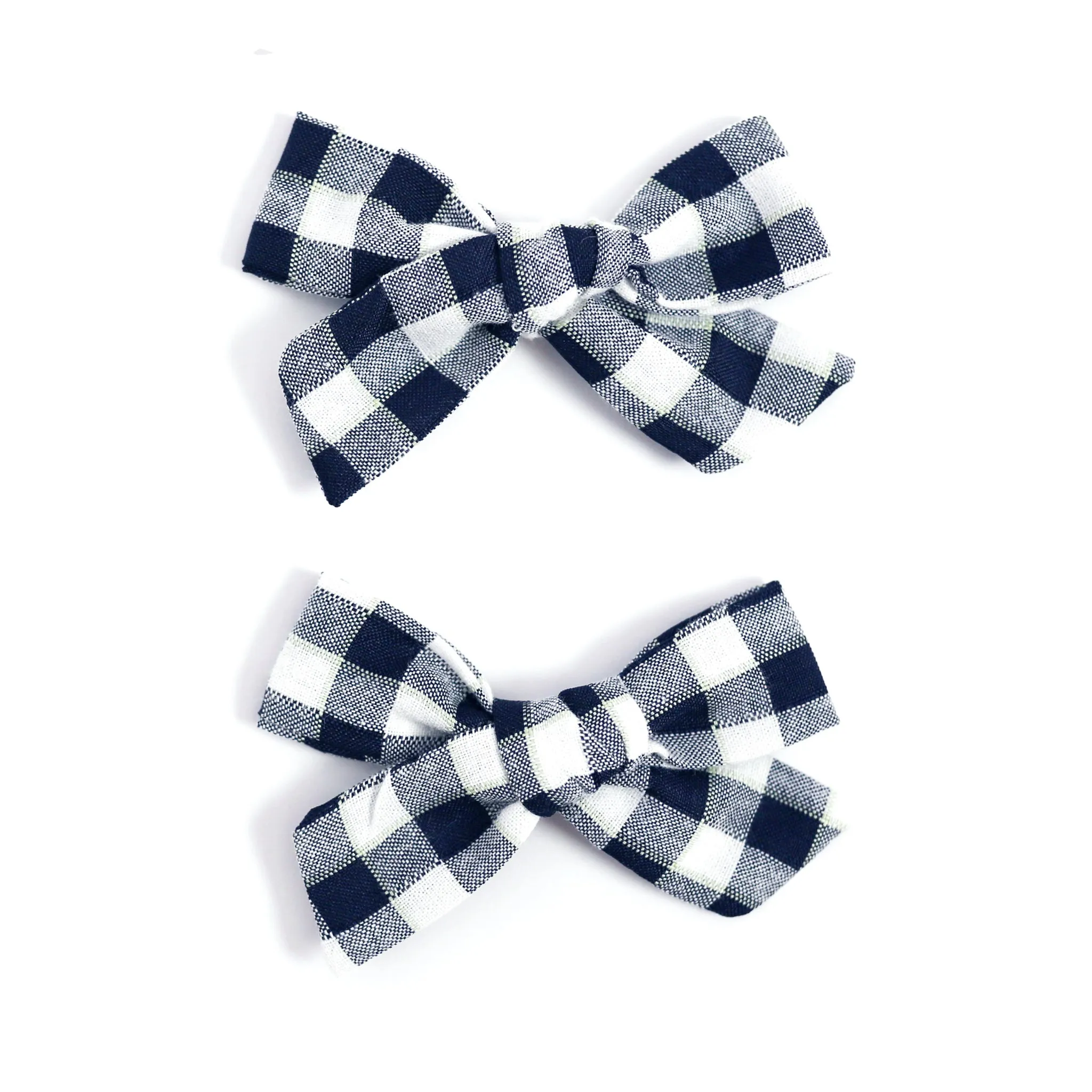 Pigtail Bows - Dark Navy Gingham