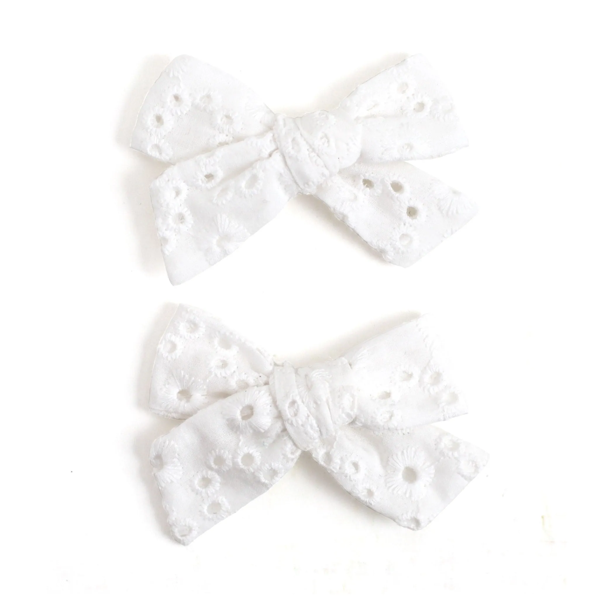 Pigtail Bows - White Eyelet