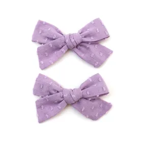 Pigtail Bows - Wisteria Dottie
