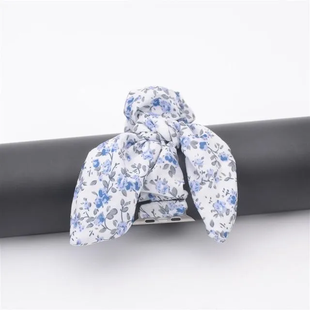 Pink Stylish Bunny Knot Red Flower Floral Print Scrunchies Series