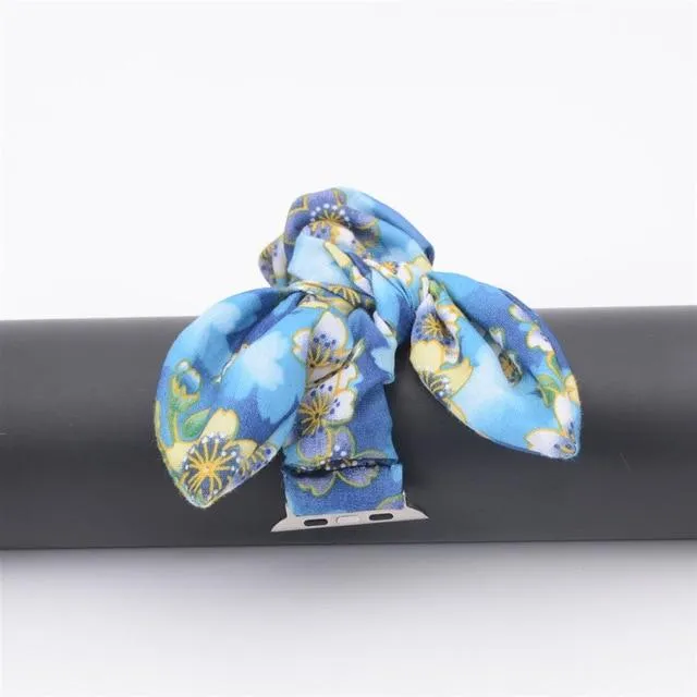 Pink Stylish Bunny Knot Red Flower Floral Print Scrunchies Series