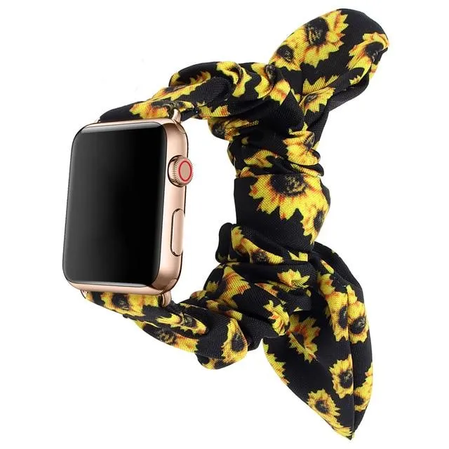 Pink Stylish Bunny Knot Red Flower Floral Print Scrunchies Series