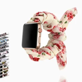 Pink Stylish Bunny Knot Red Flower Floral Print Scrunchies Series