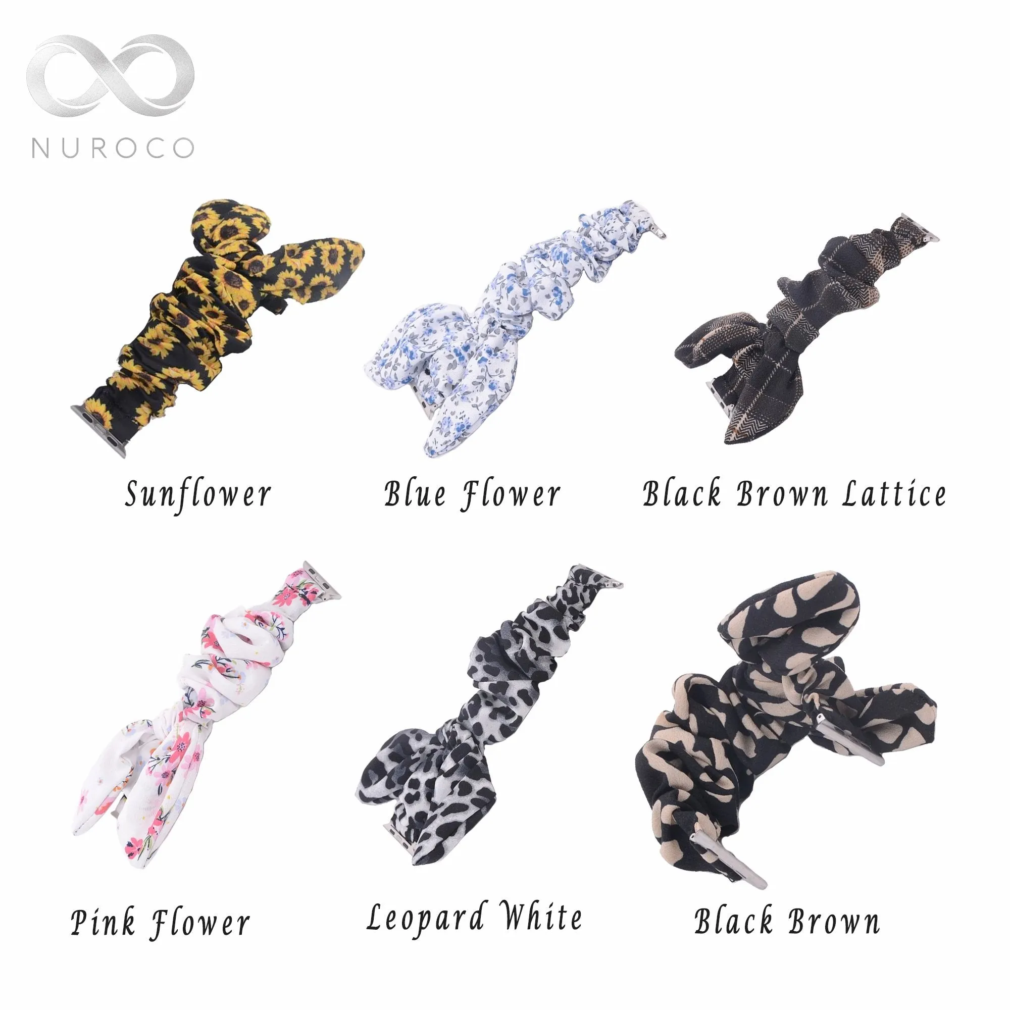 Pink Stylish Bunny Knot Red Flower Floral Print Scrunchies Series