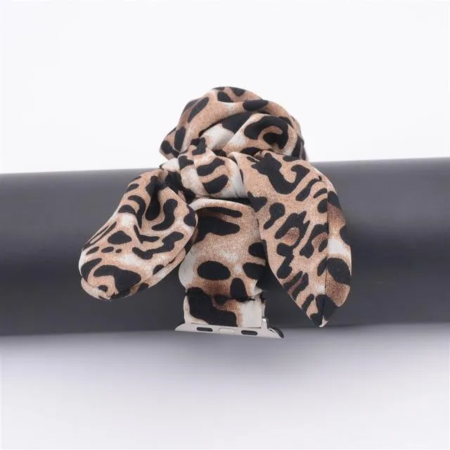 Pink Stylish Bunny Knot Red Flower Floral Print Scrunchies Series