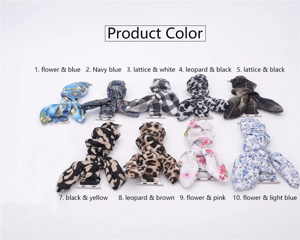 Pink Stylish Bunny Knot Red Flower Floral Print Scrunchies Series