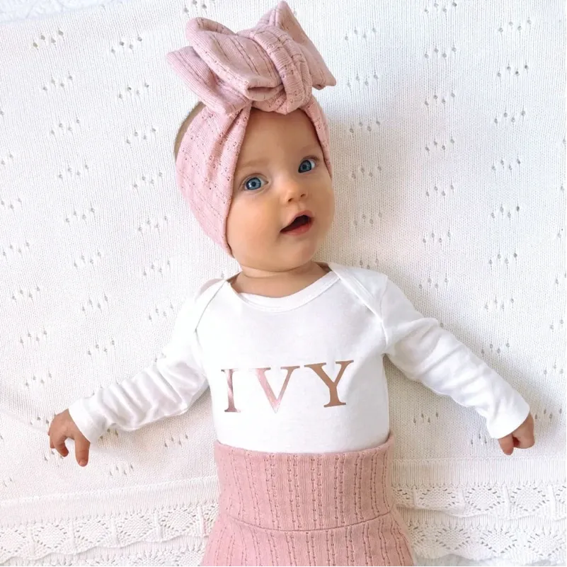Pointelle Oversized Bow - Pink Chai
