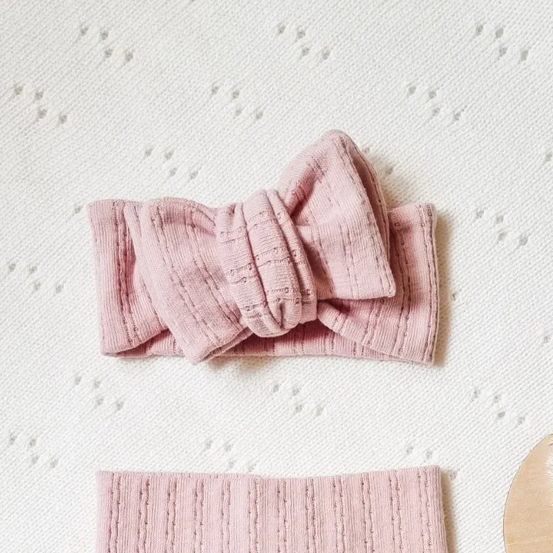 Pointelle Oversized Bow - Pink Chai