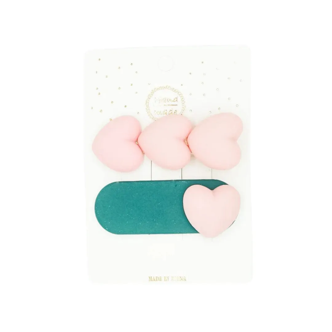 Puffy Heart Hair Clip Set by Miki Miette