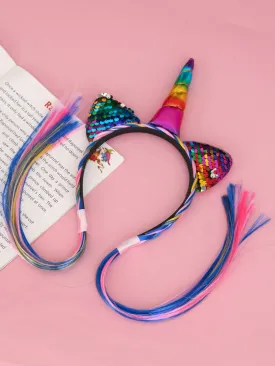 Rainbow Fantasy Horn Hair band with Sequined Ears
