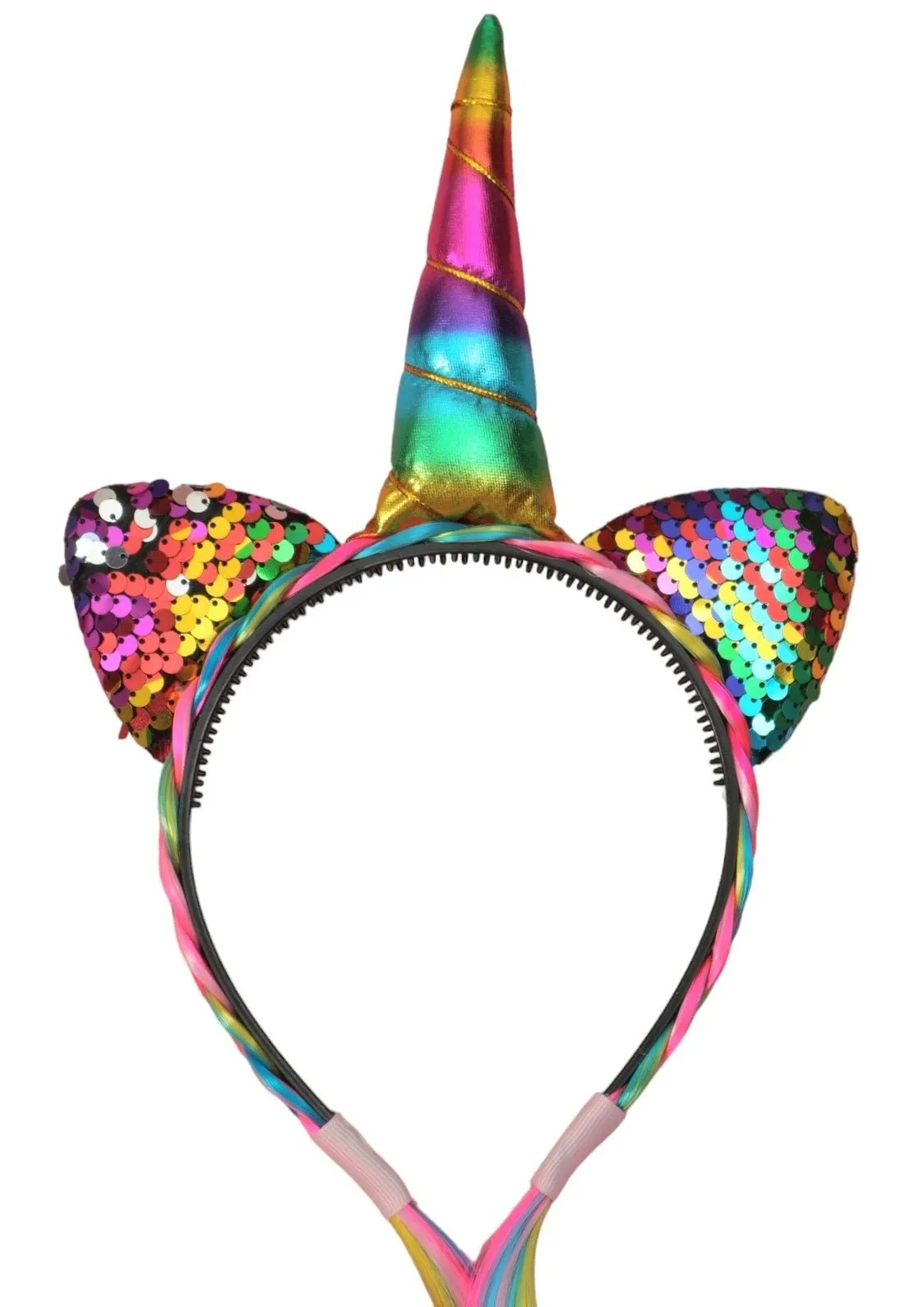 Rainbow Fantasy Horn Hair band with Sequined Ears
