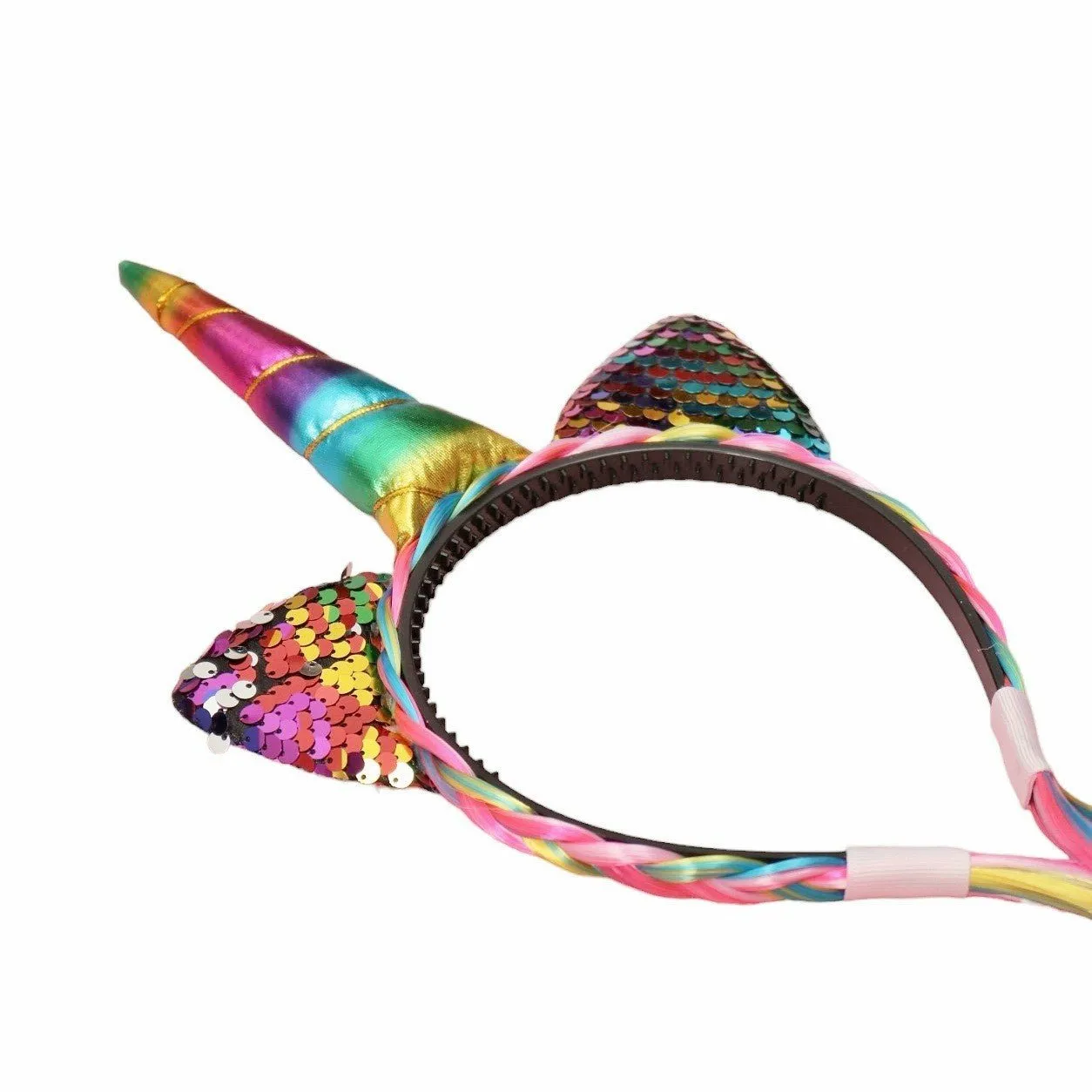 Rainbow Fantasy Horn Hair band with Sequined Ears
