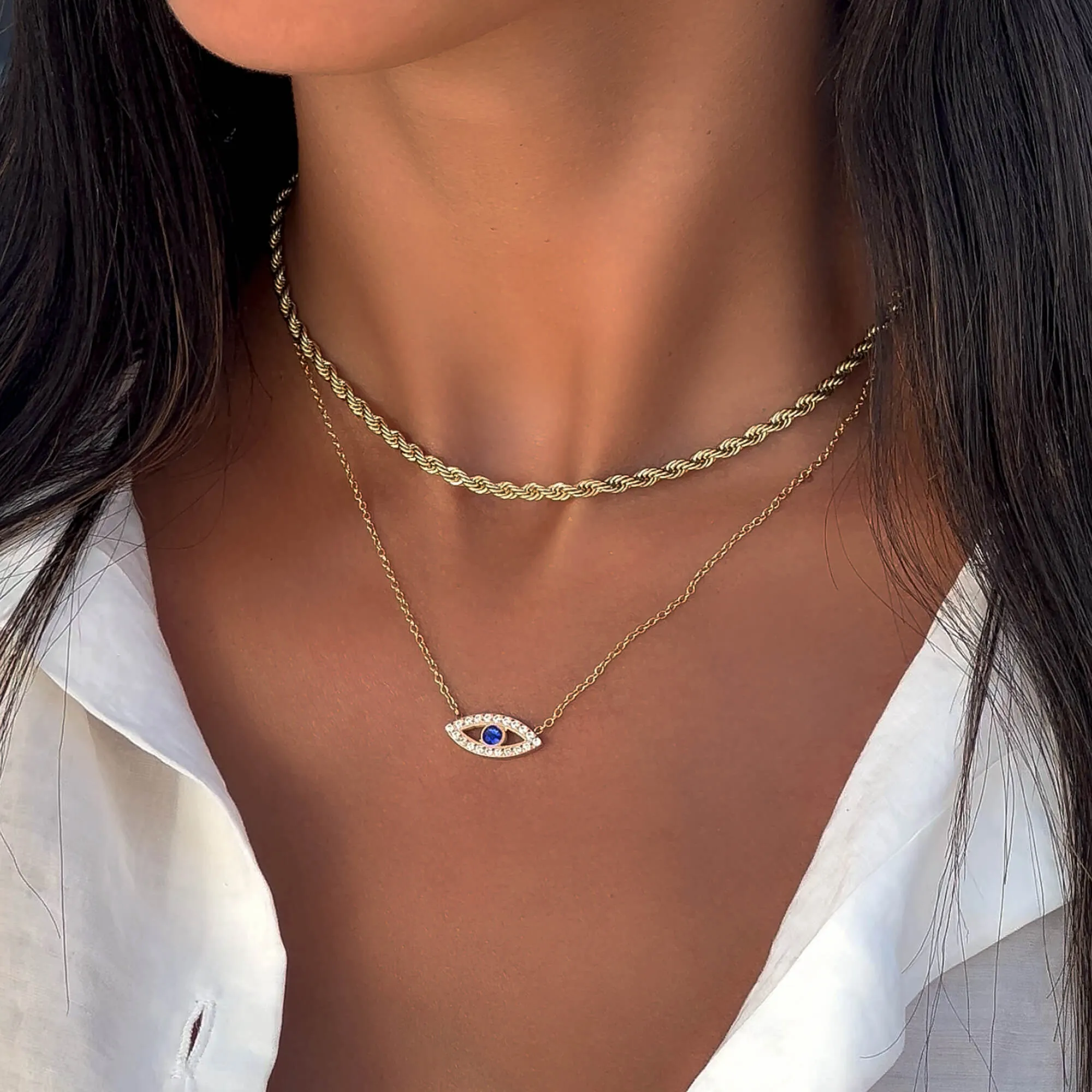 Rhea CZ Eye Necklace