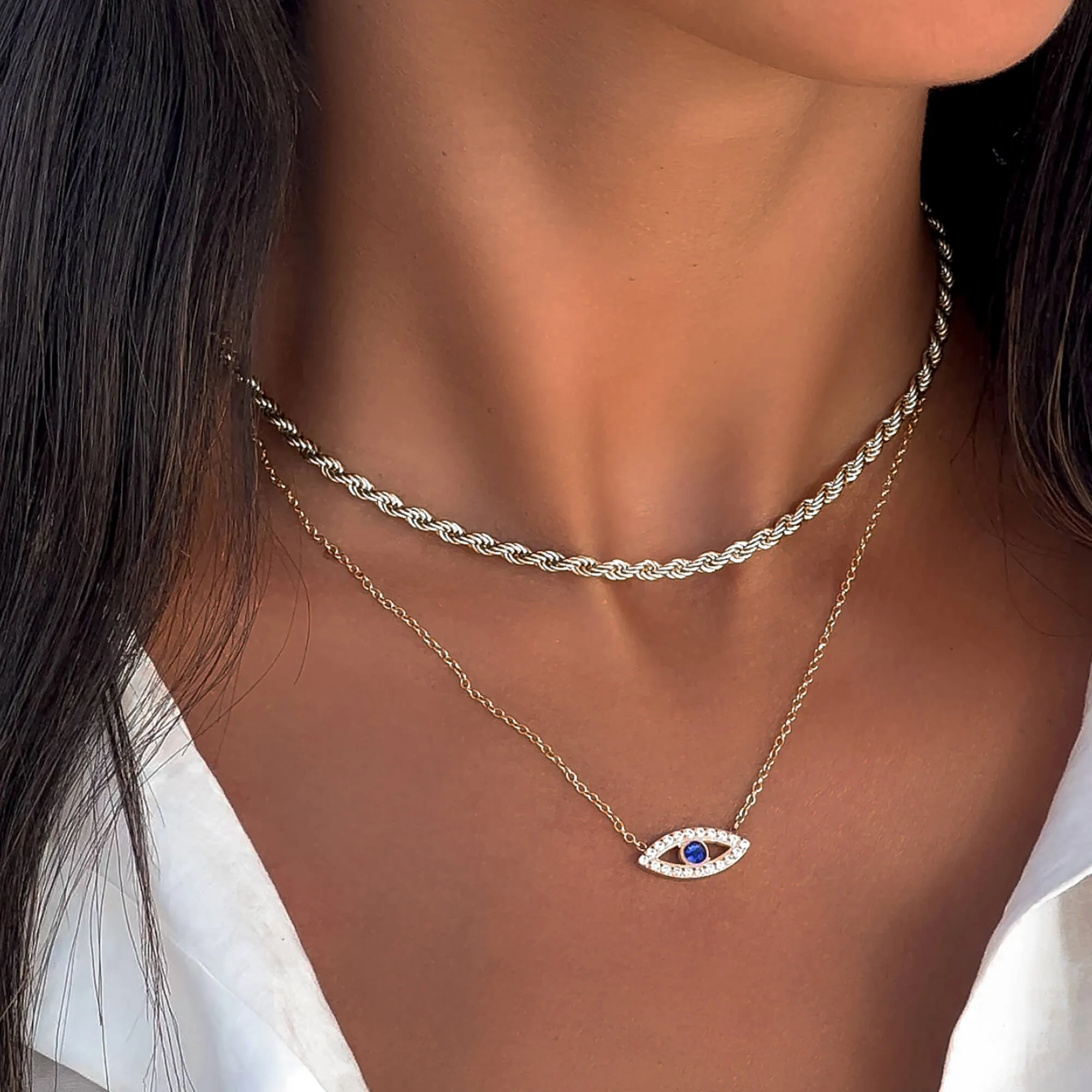 Rhea CZ Eye Necklace