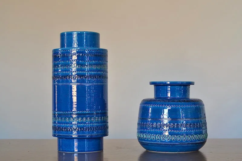 Rimini Blu 8" Tall Vase with Angled Sides