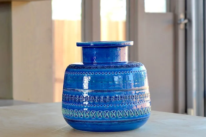 Rimini Blu 8" Tall Vase with Angled Sides
