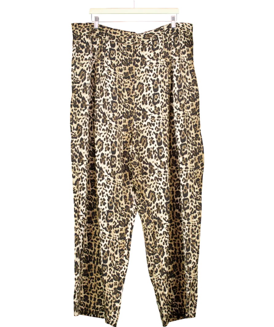 River Island Brown Plus Leopard Print Wide Leg Trousers UK 22
