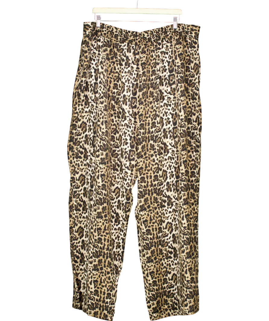 River Island Brown Plus Leopard Print Wide Leg Trousers UK 22