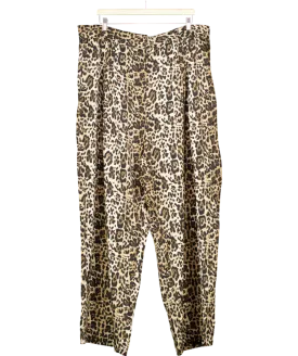 River Island Brown Plus Leopard Print Wide Leg Trousers UK 22