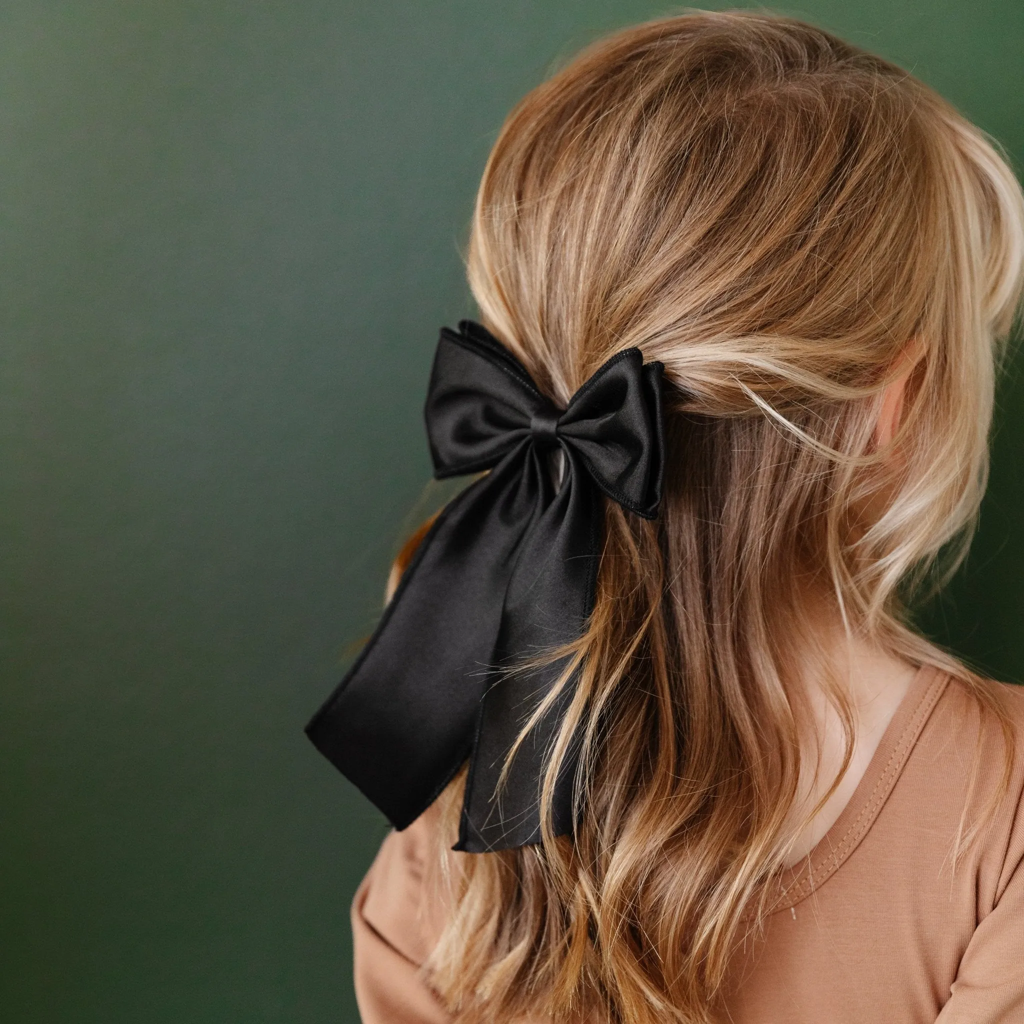 Satin Double Bow - Black