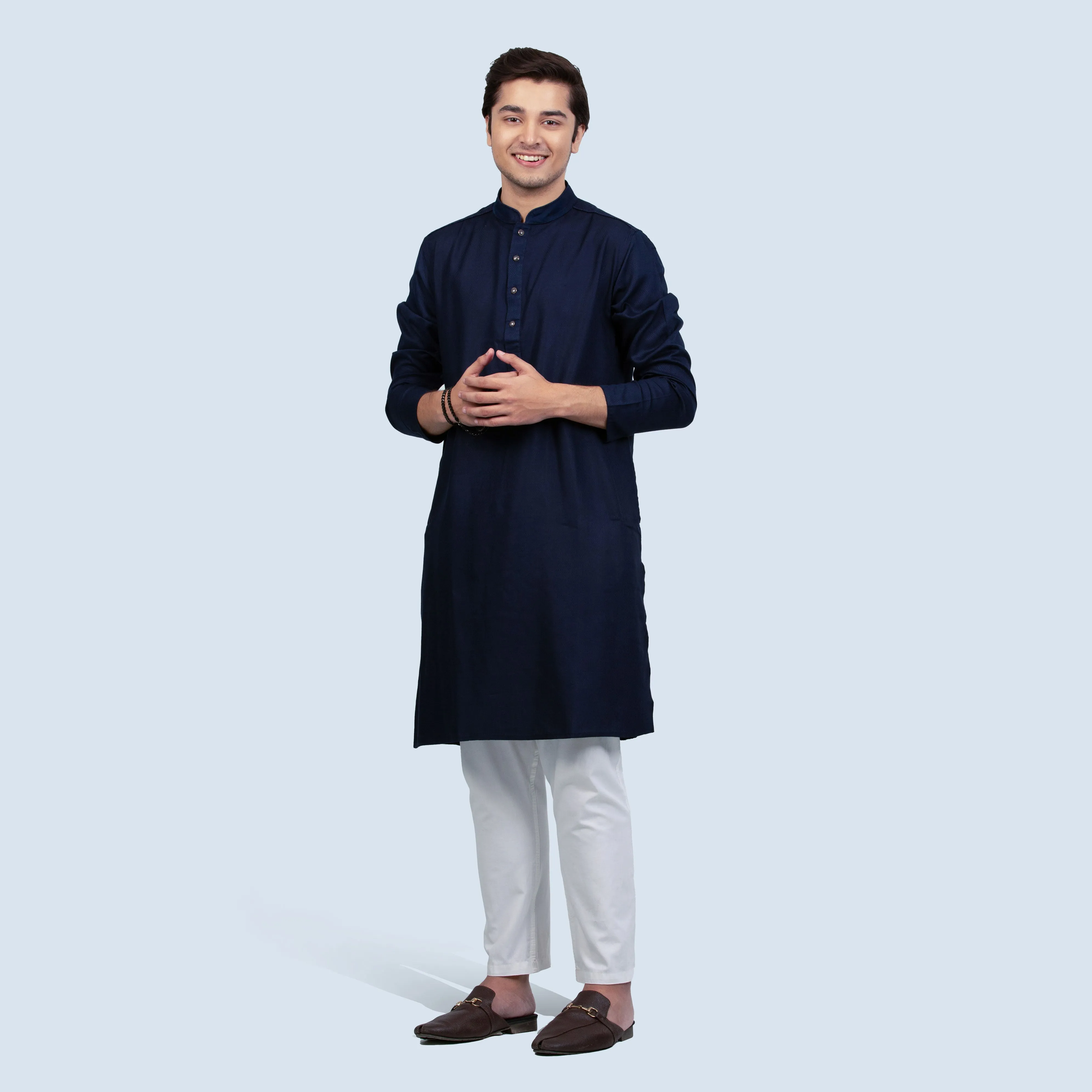 Semi Long Panjabi | Navy
