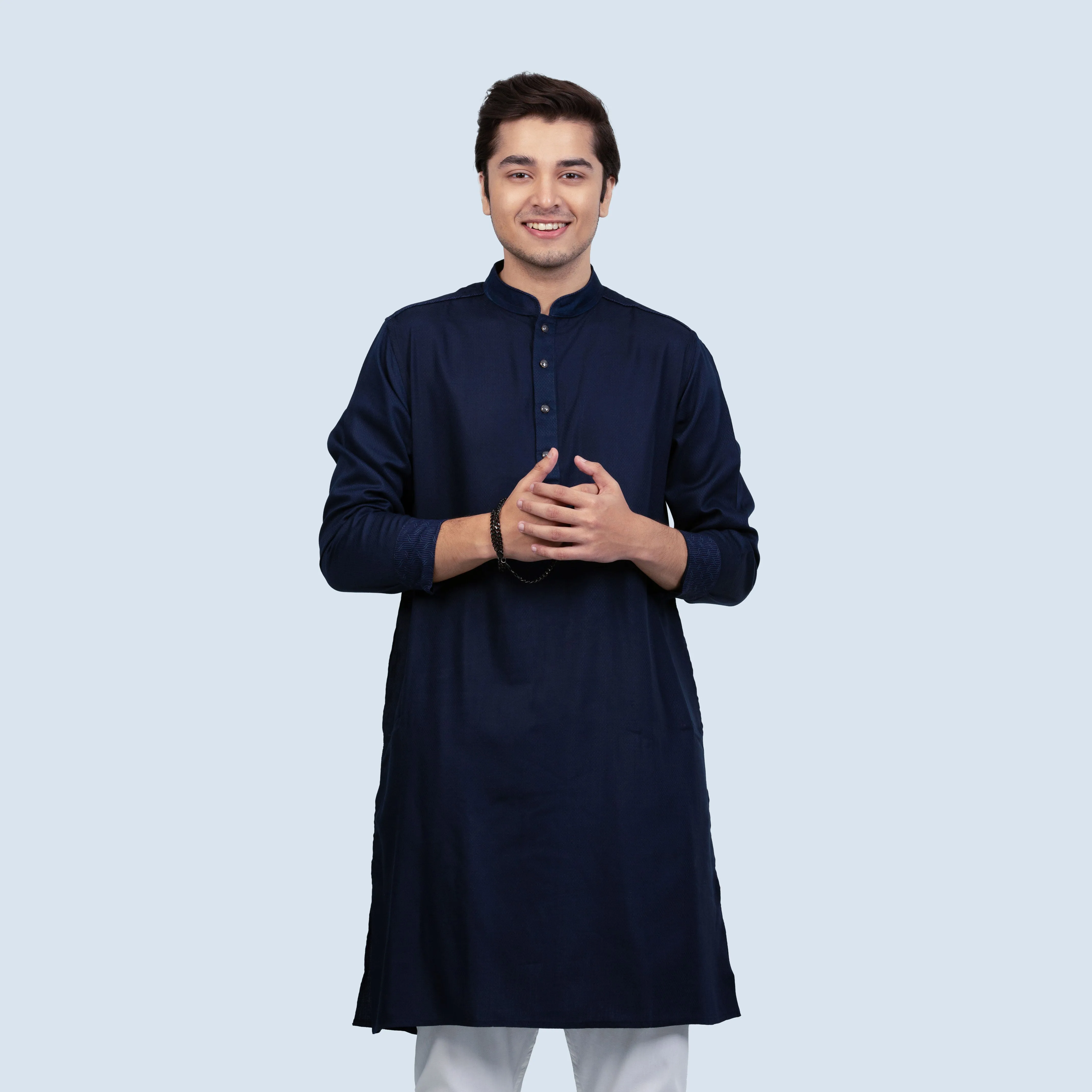 Semi Long Panjabi | Navy
