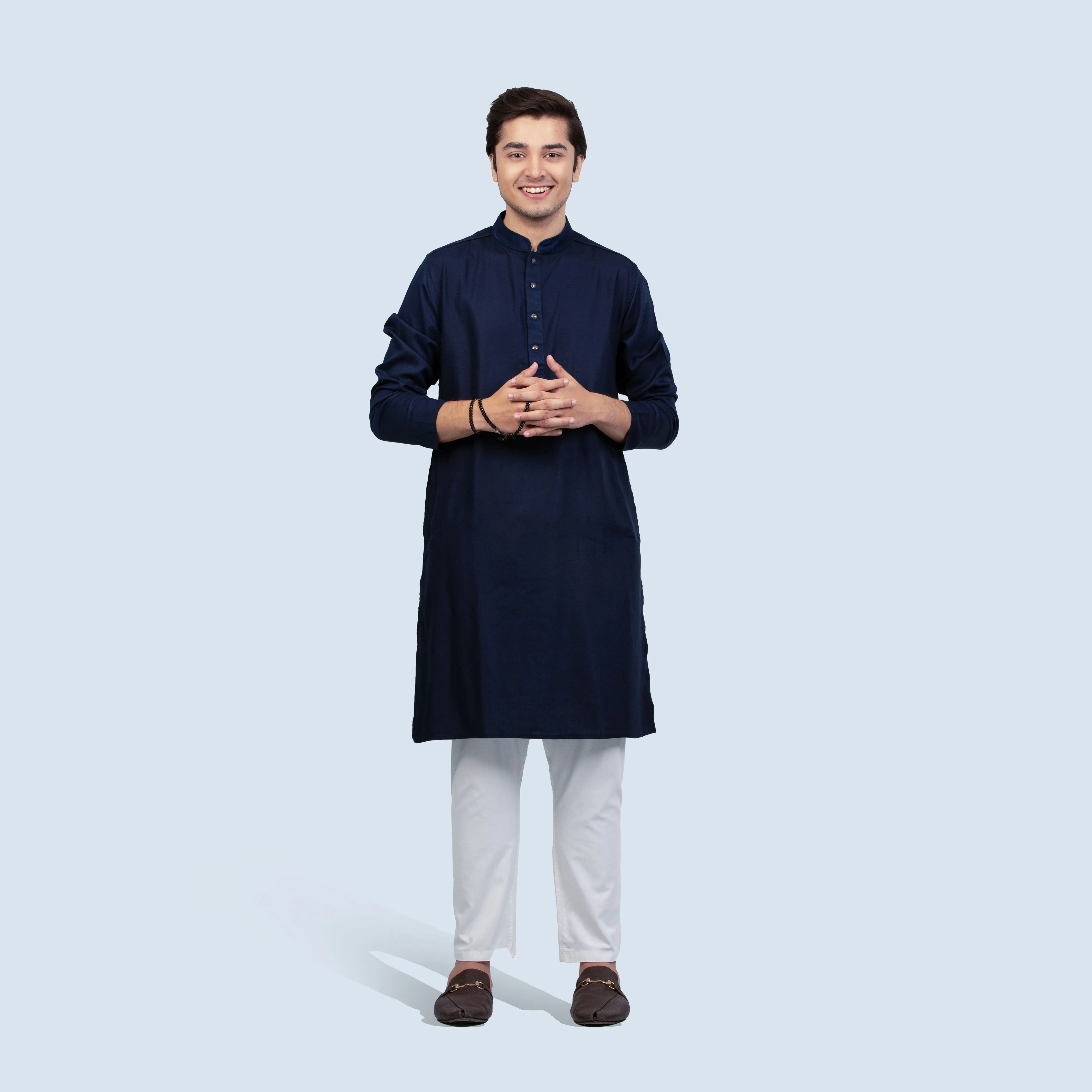 Semi Long Panjabi | Navy