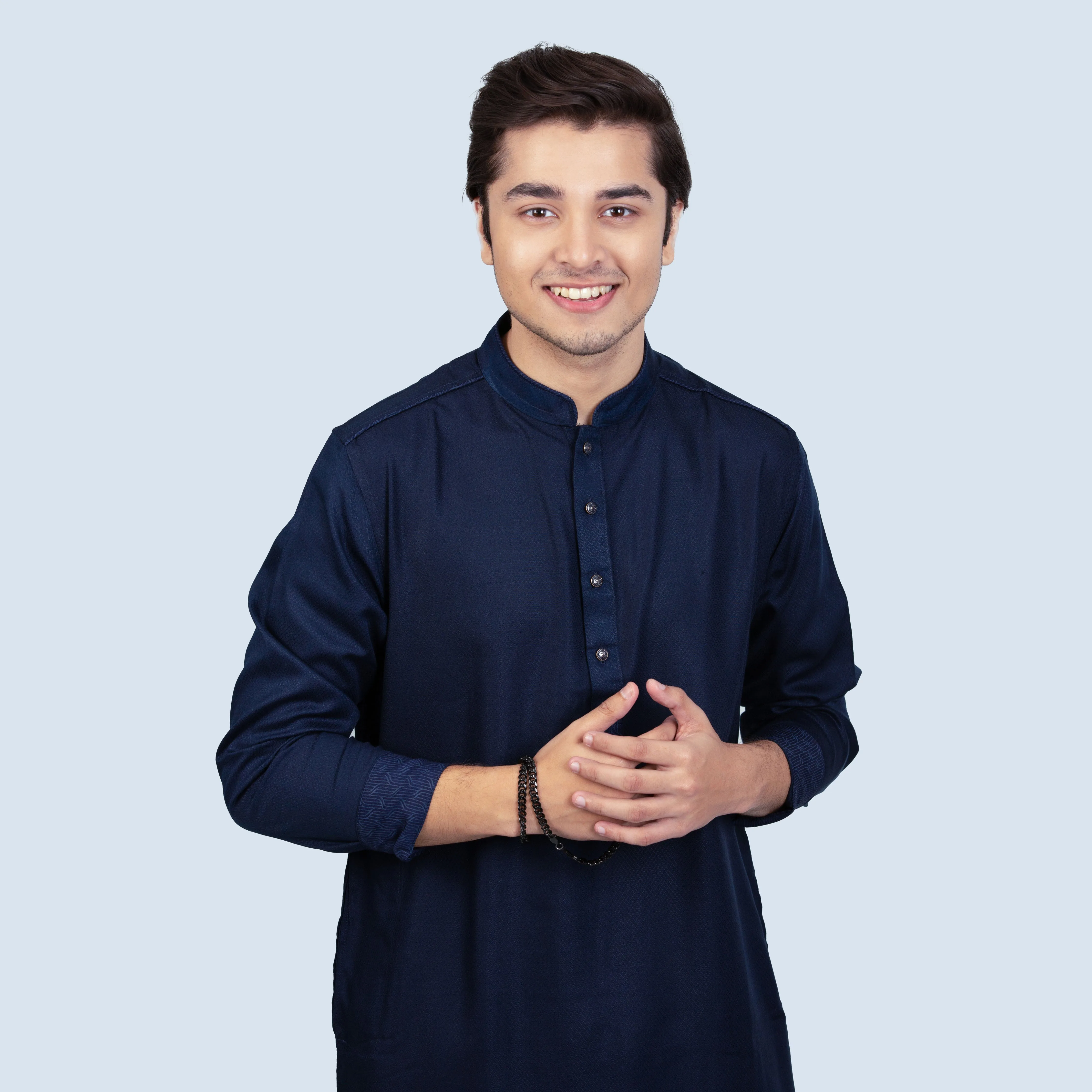 Semi Long Panjabi | Navy