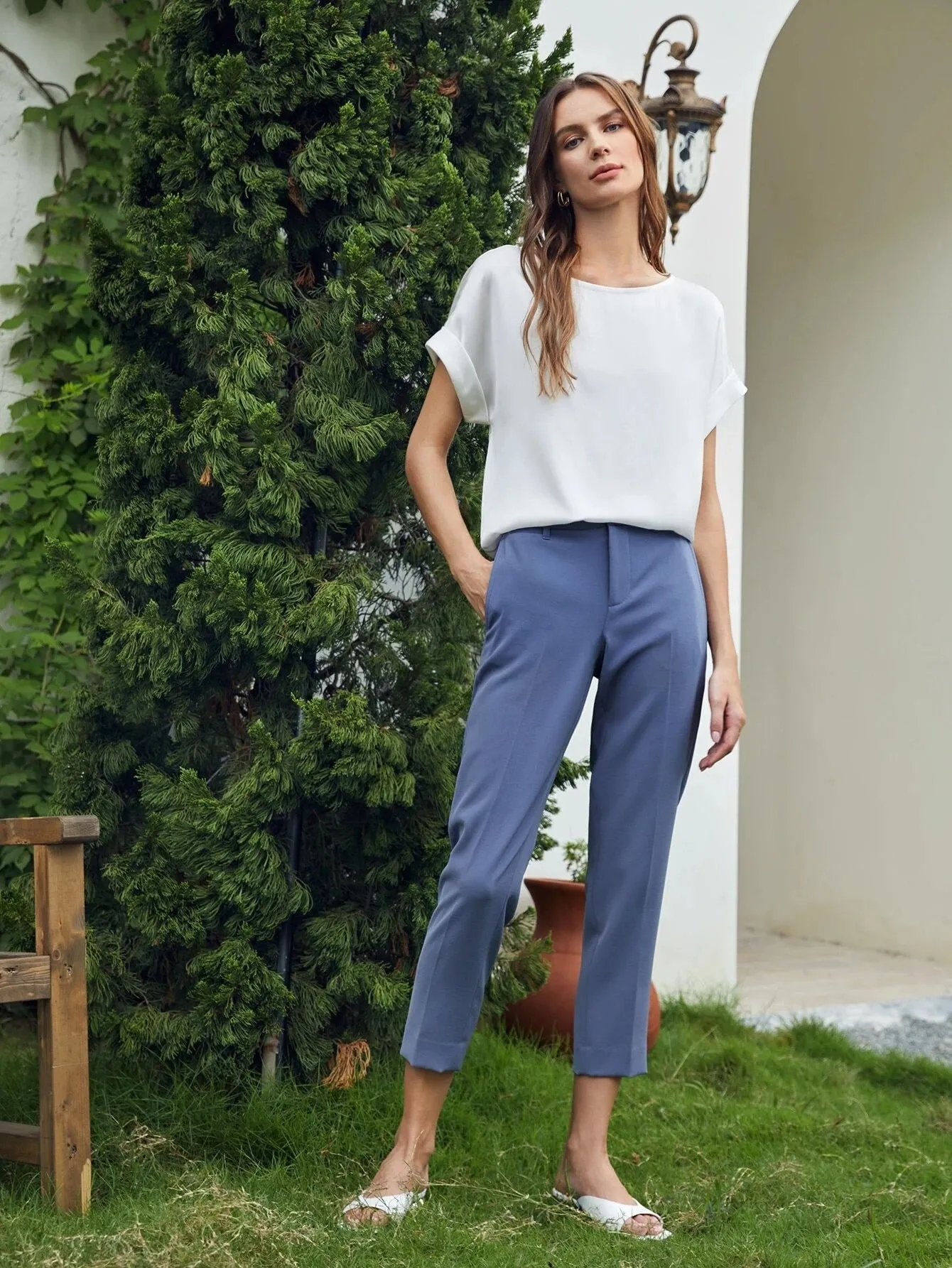 Silk  Batwing Sleeve Top Silk T Shirt For Women