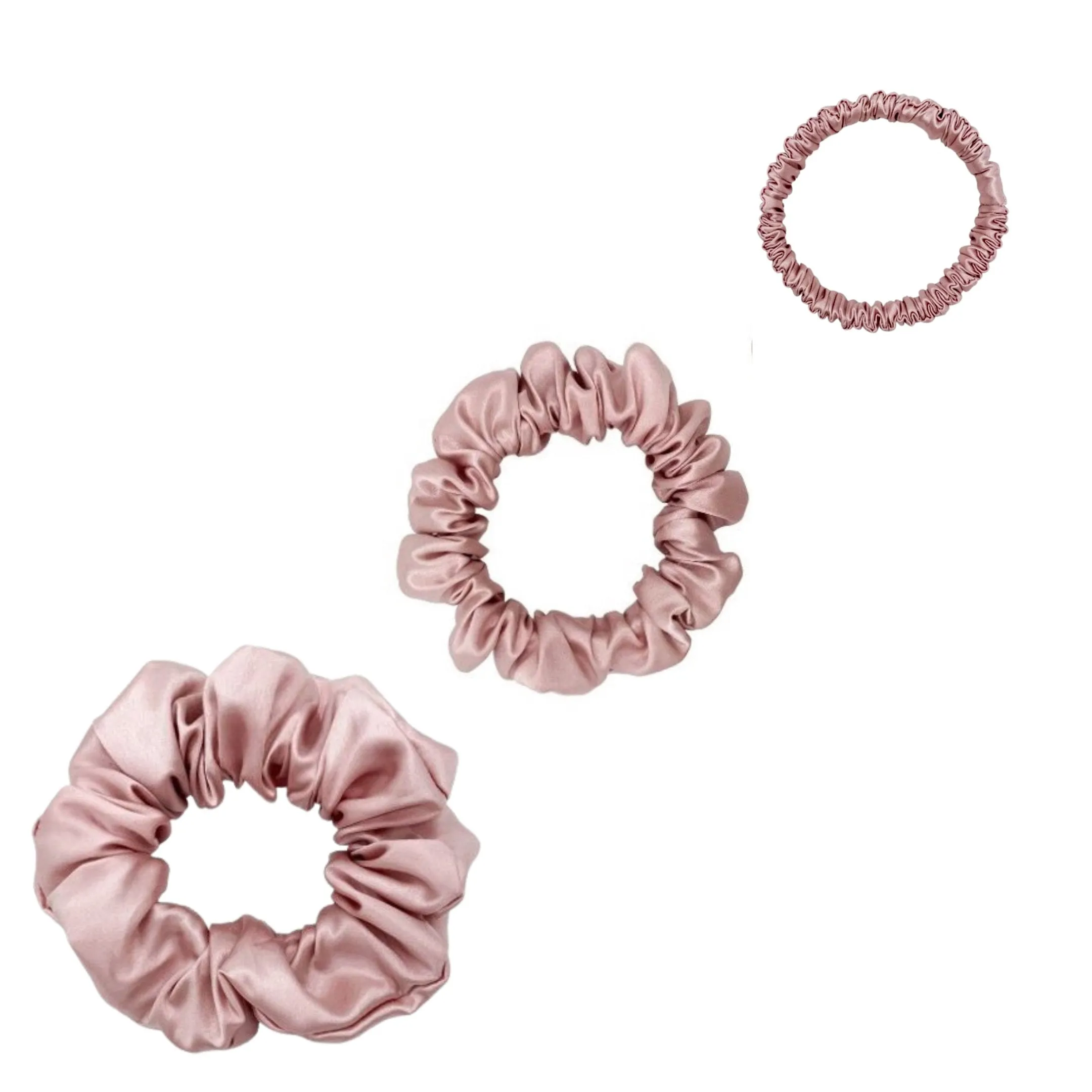 Silk Scrunchies Set - Chocolate - Mini, Small, Medium