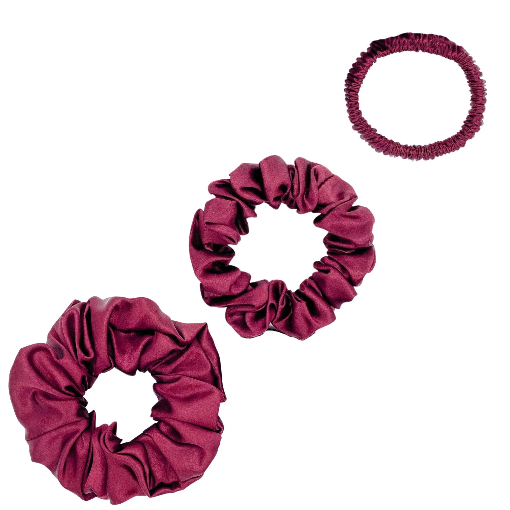 Silk Scrunchies Set - Chocolate - Mini, Small, Medium
