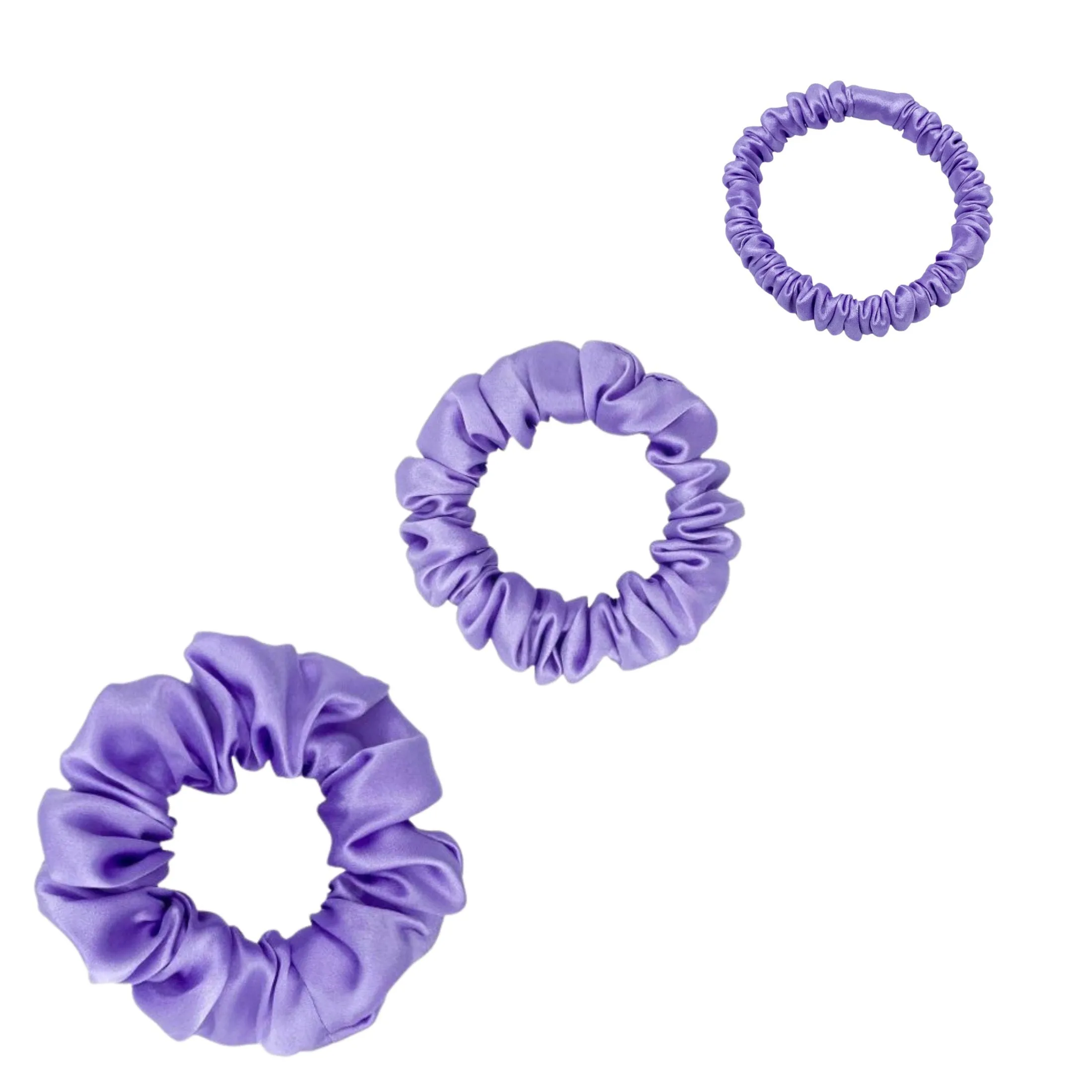 Silk Scrunchies Set - Chocolate - Mini, Small, Medium